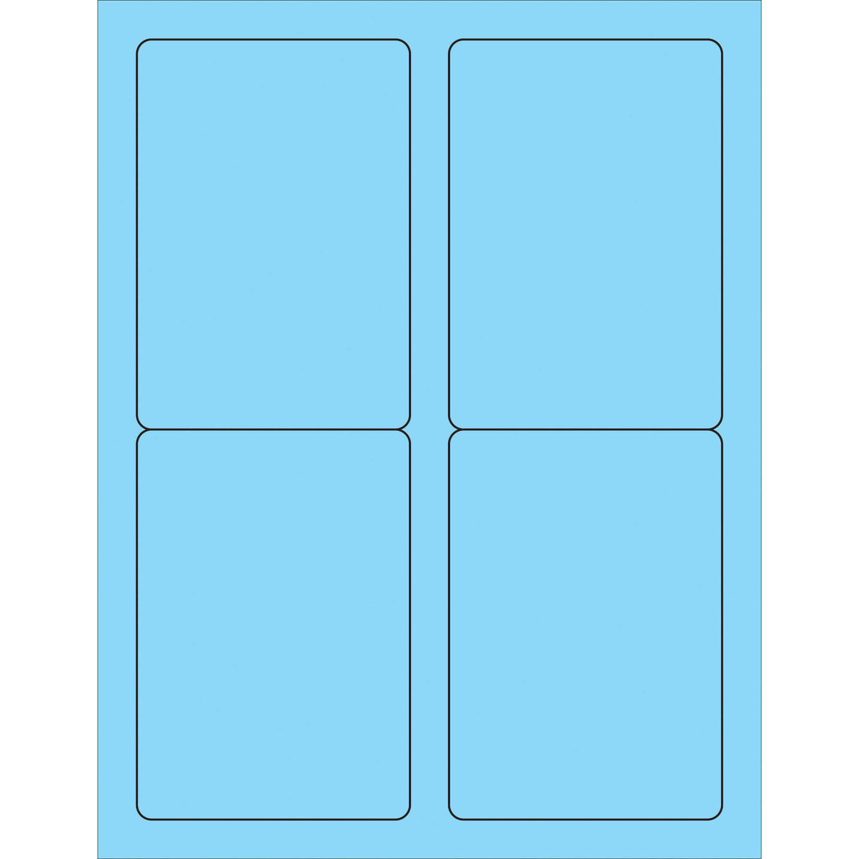 3 1/2 x 5" Fluorescent Pastel Blue Rectangle Laser Labels
