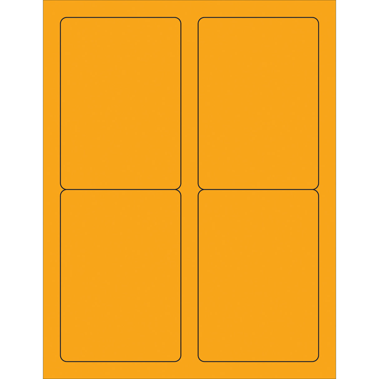 3 1/2 x 5" Fluorescent Orange Rectangle Laser Labels