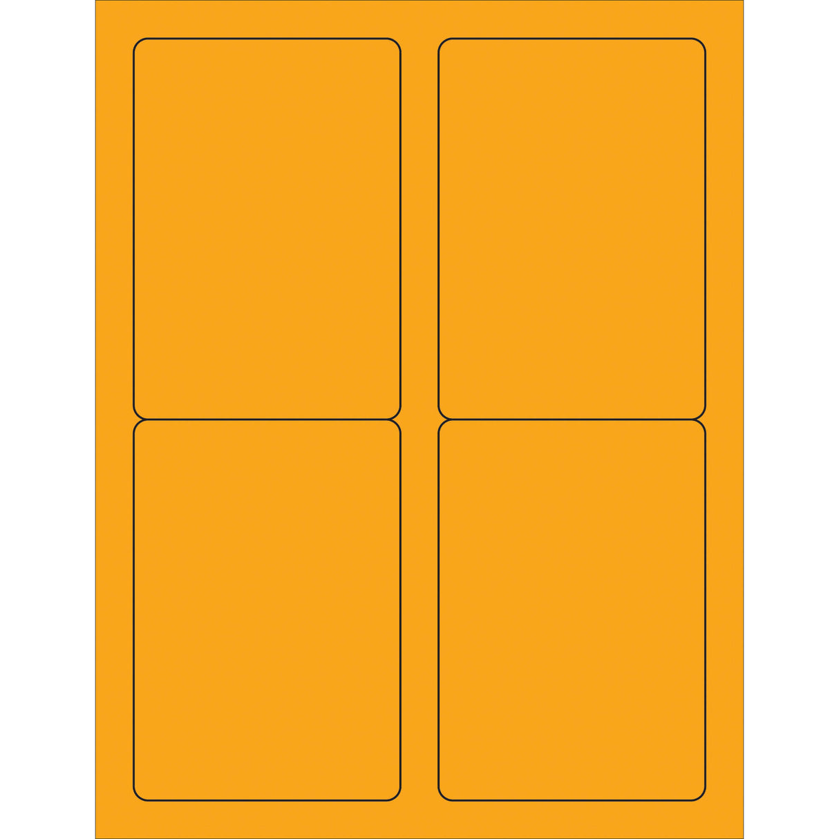 3 1/2 x 5" Fluorescent Orange Rectangle Laser Labels