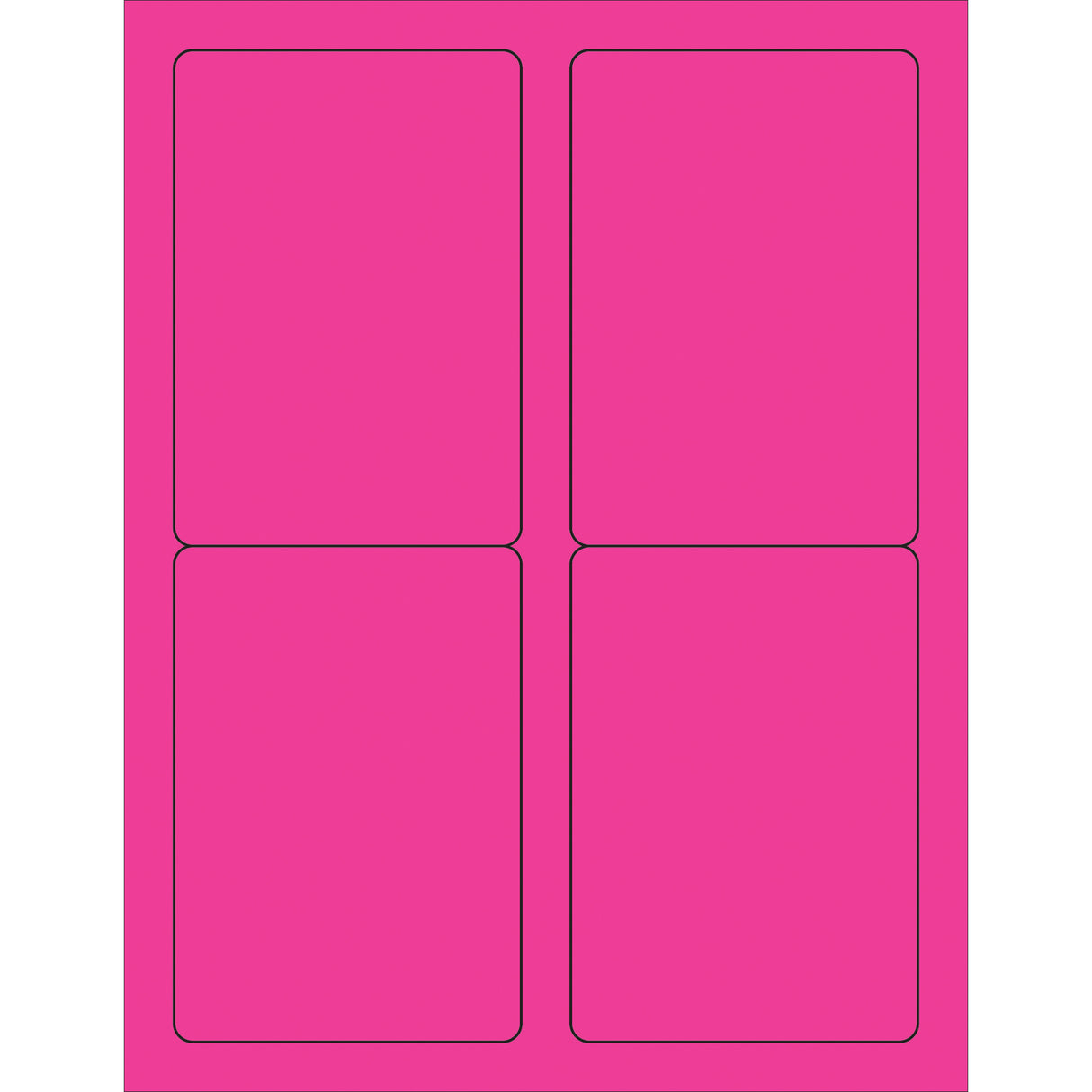 3 1/2 x 5" Fluorescent Pink Rectangle Laser Labels