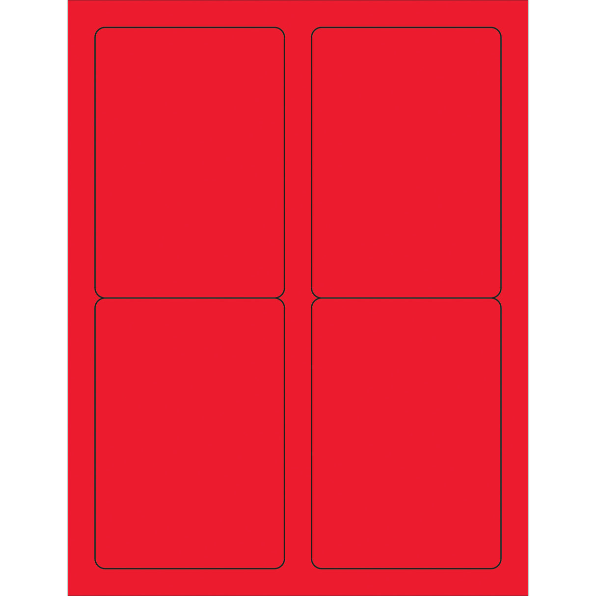 3 1/2 x 5" Fluorescent Red Rectangle Laser Labels