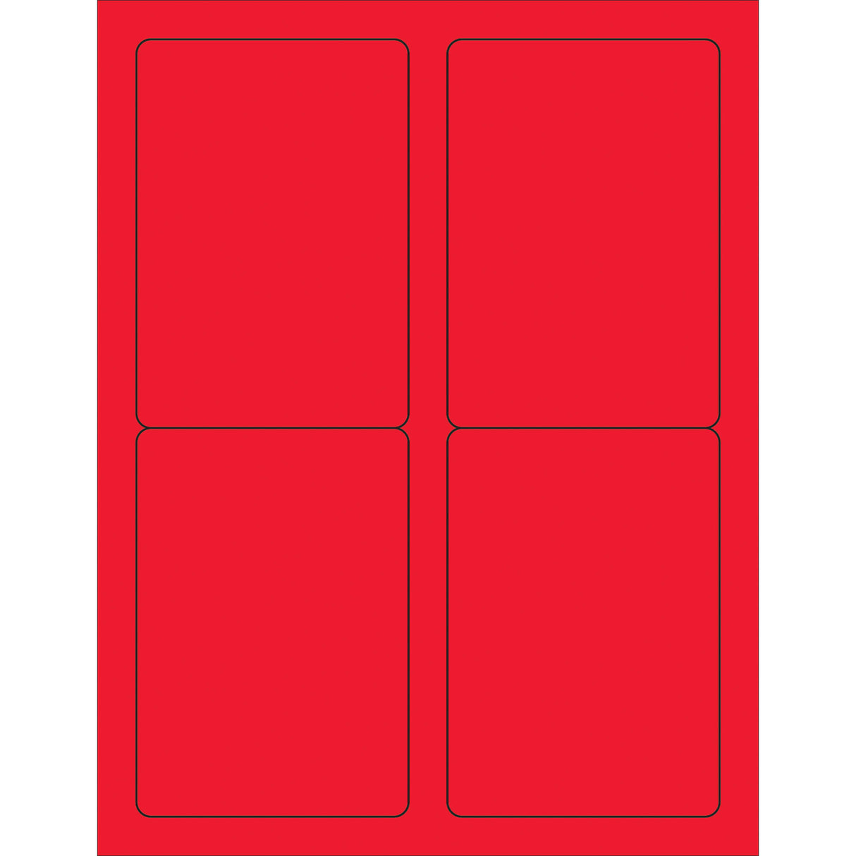 3 1/2 x 5" Fluorescent Red Rectangle Laser Labels