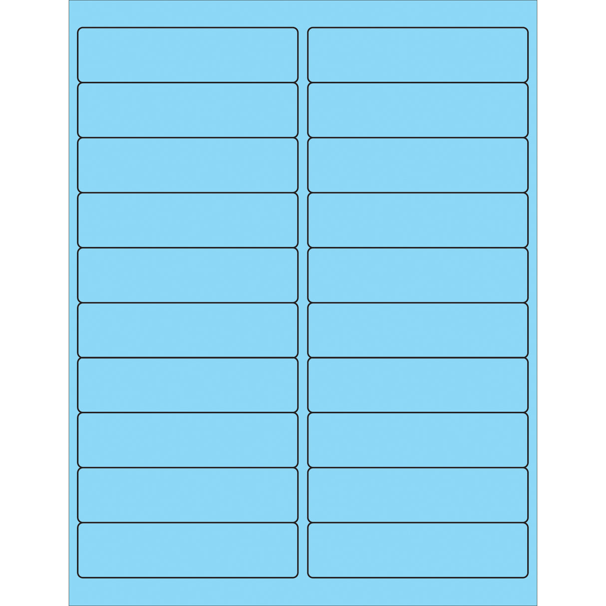 4 x 1" Fluorescent Pastel Blue Rectangle Laser Labels