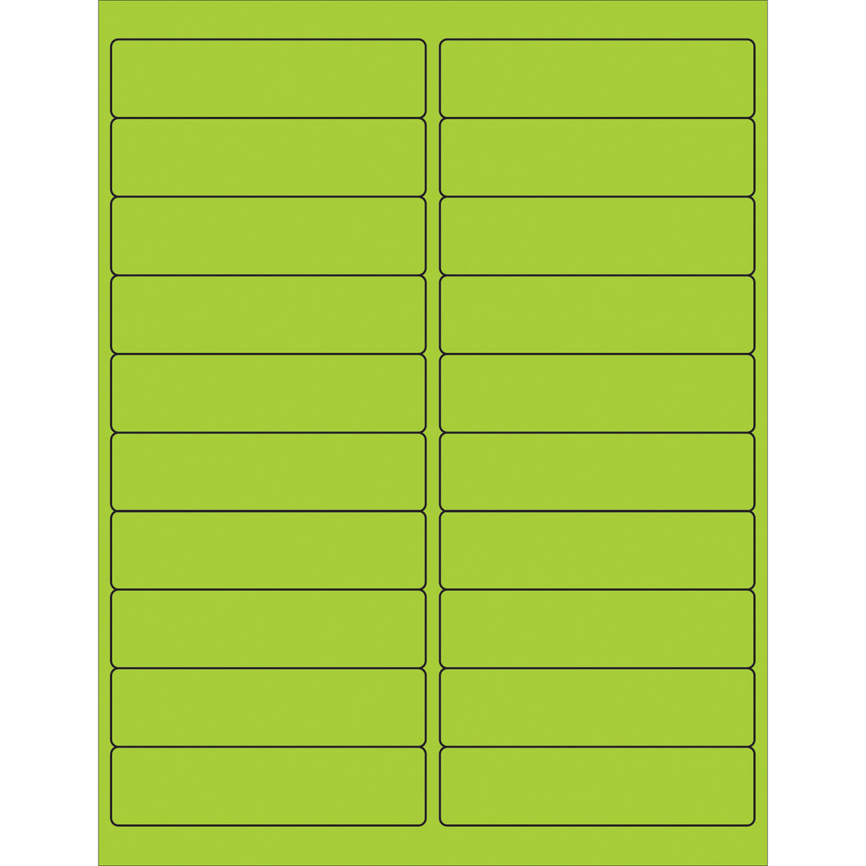 4 x 1" Fluorescent Green Rectangle Laser Labels