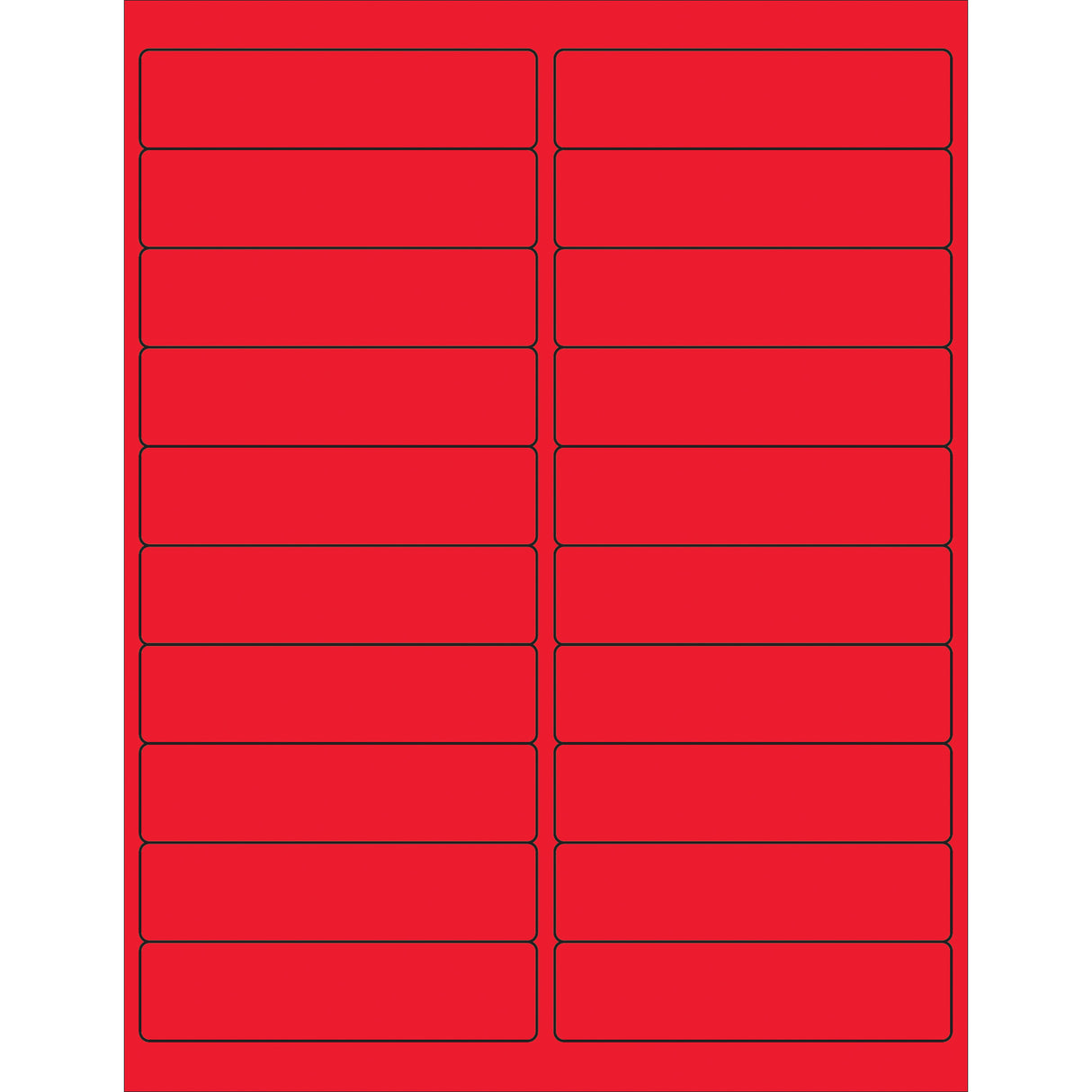 4 x 1" Fluorescent Red Rectangle Laser Labels