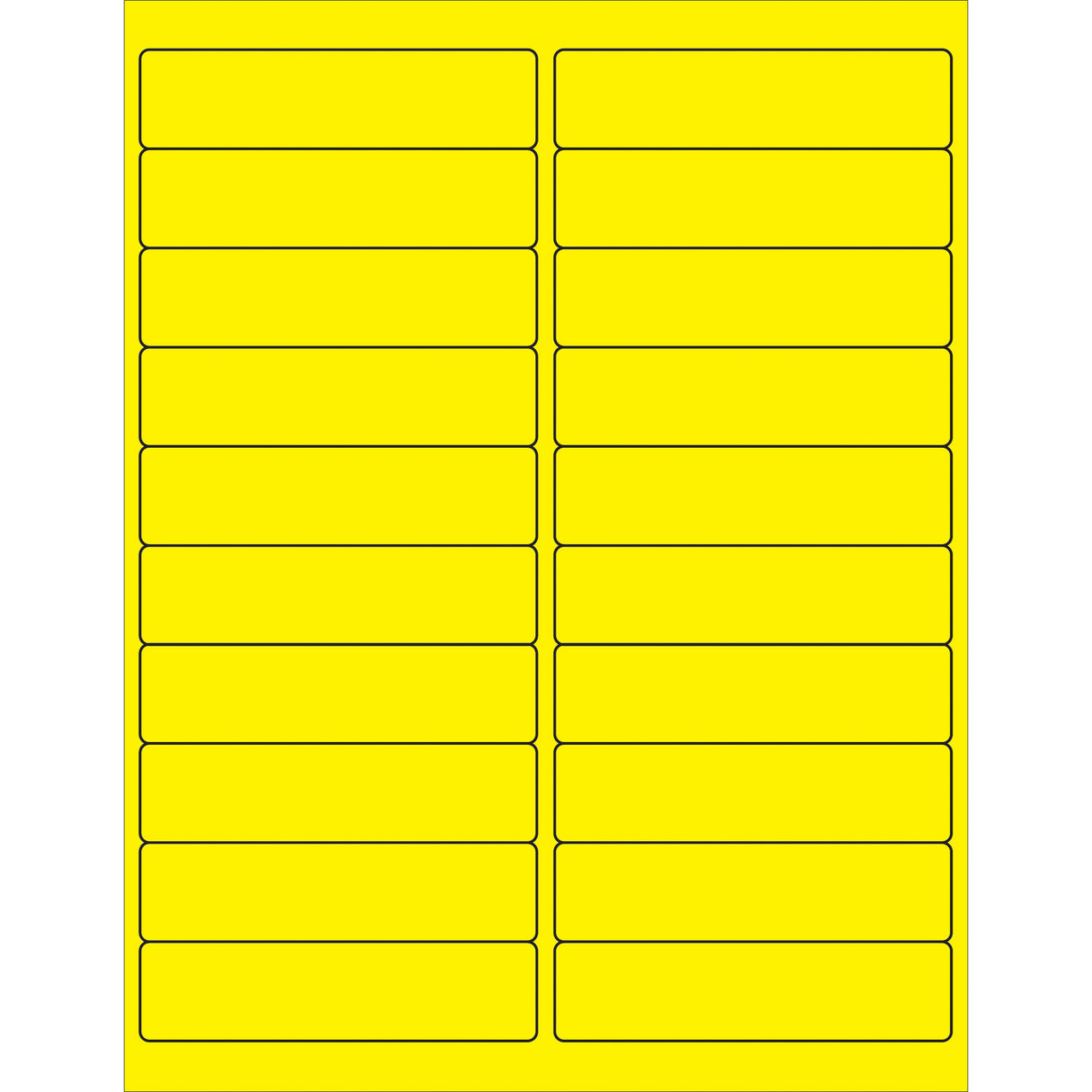4 x 1" Fluorescent Yellow Rectangle Laser Labels