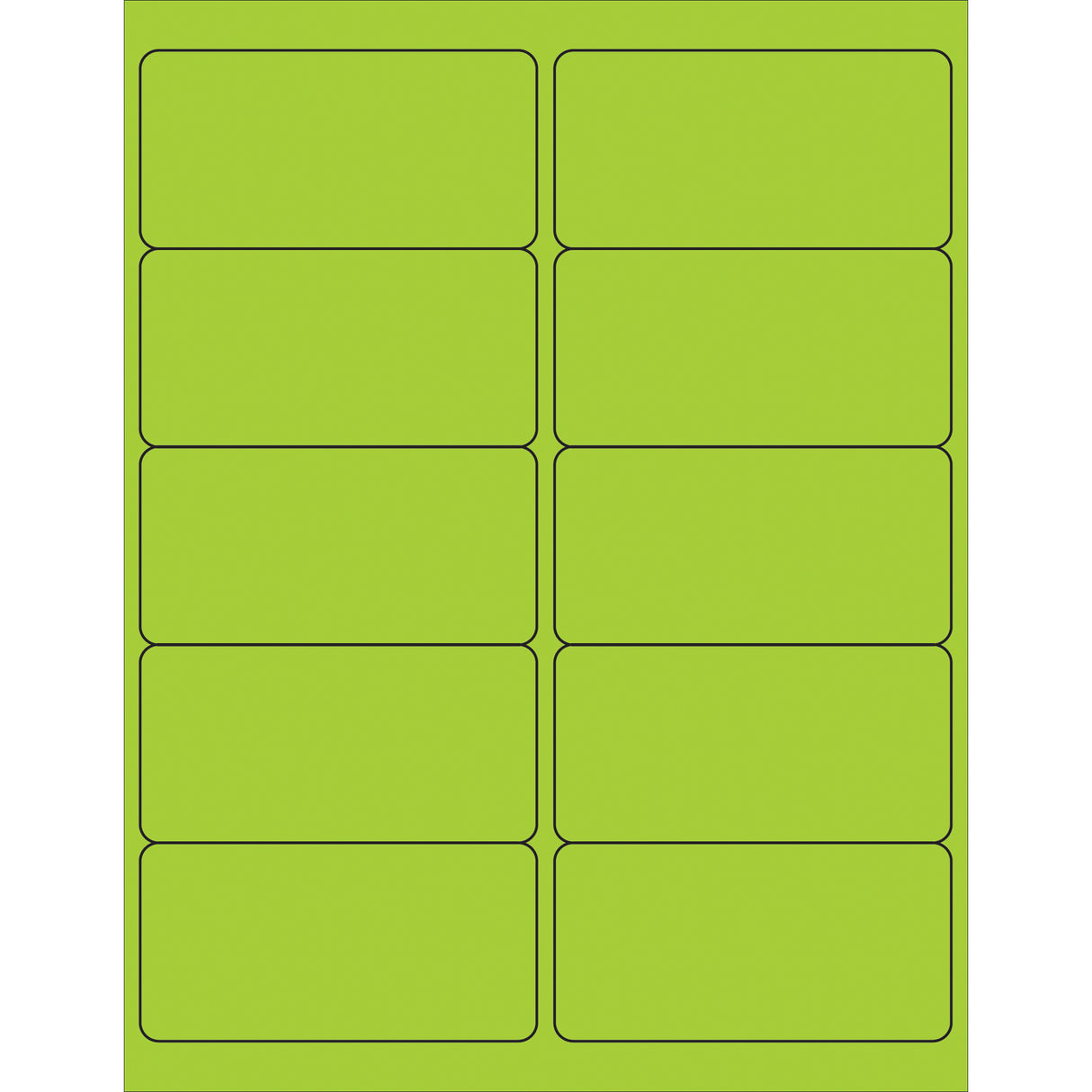 4 x 2" Fluorescent Green Rectangle Laser Labels
