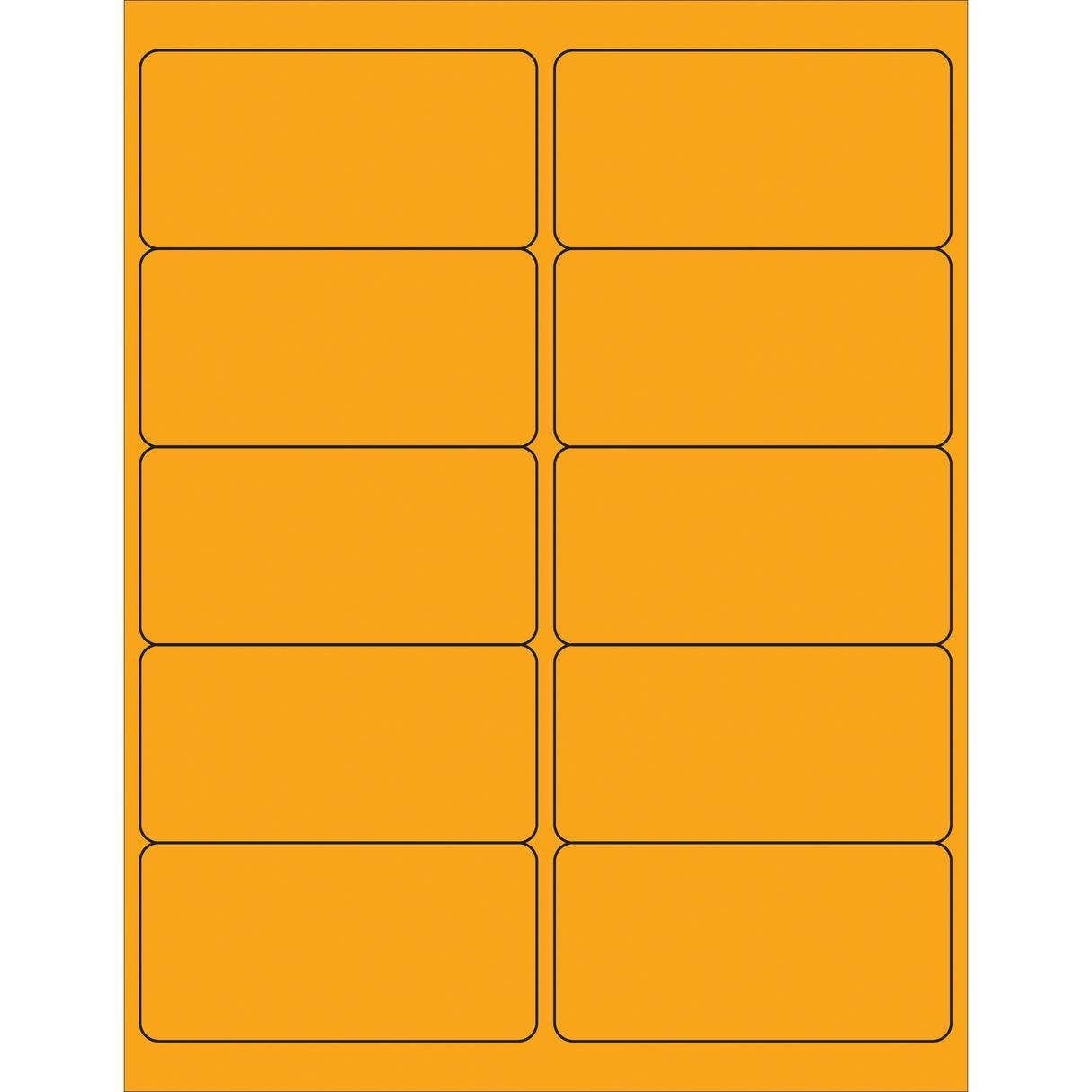 4 x 2" Fluorescent Orange Rectangle Laser Labels