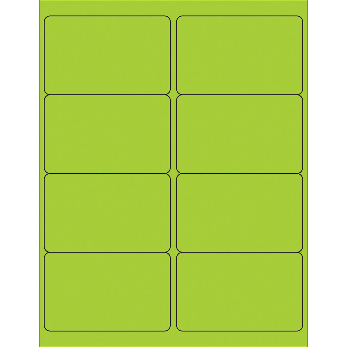 4 x 2 1/2" Fluorescent Green Rectangle Laser Labels