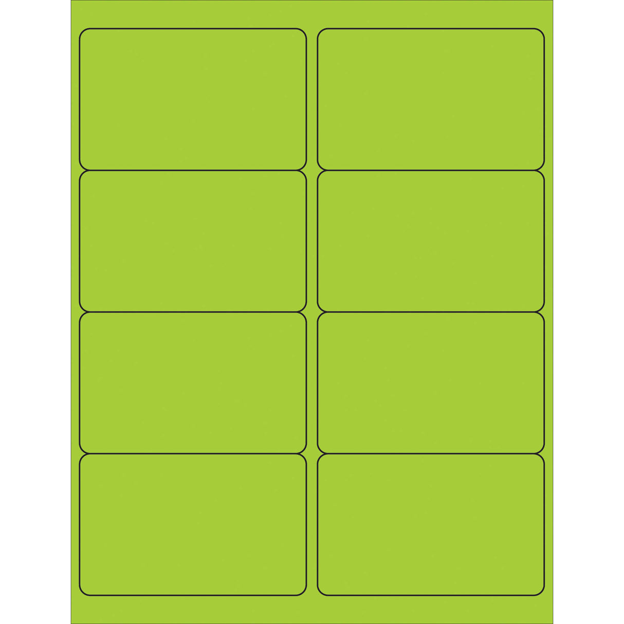 4 x 2 1/2" Fluorescent Green Rectangle Laser Labels