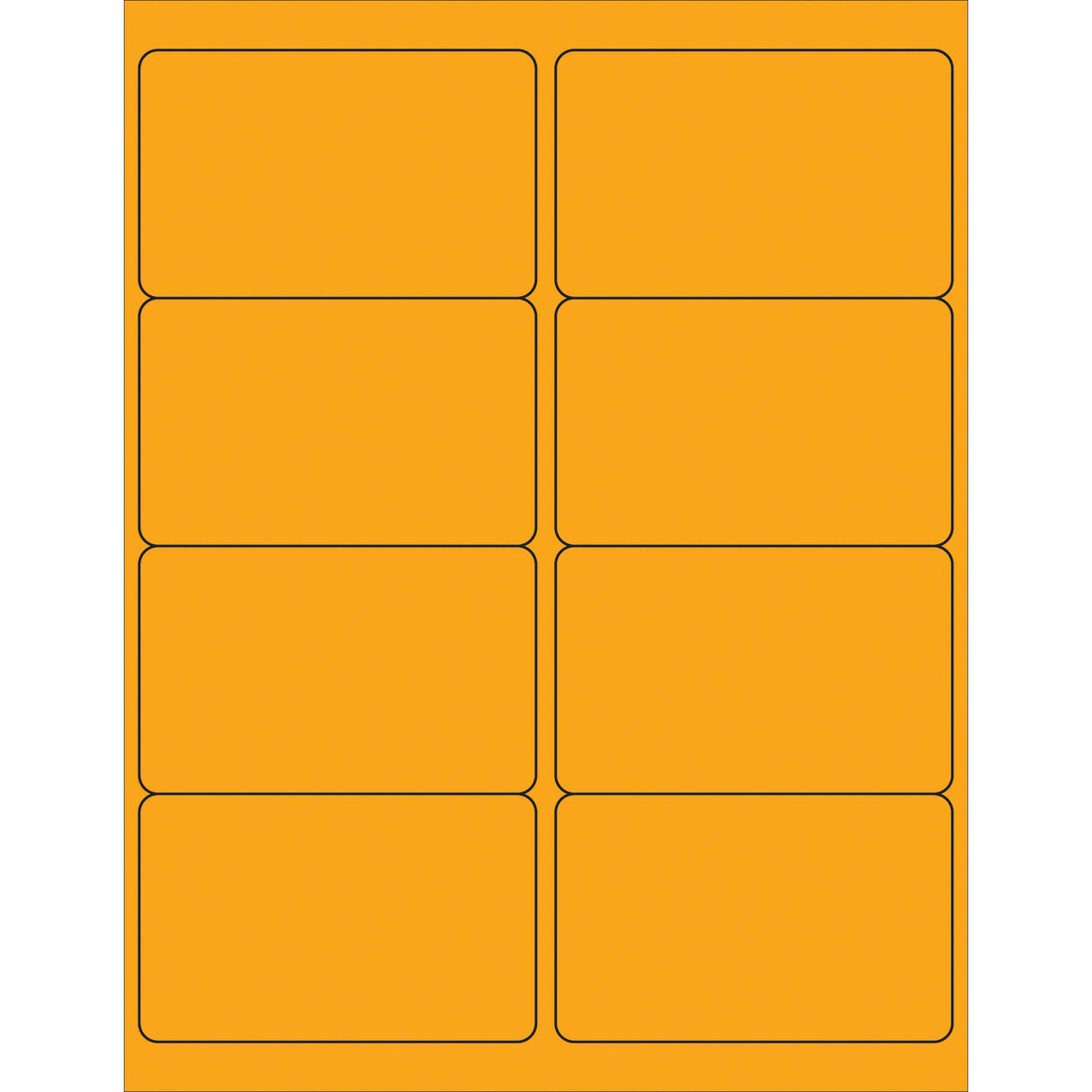 4 x 2 1/2" Fluorescent Orange Rectangle Laser Labels