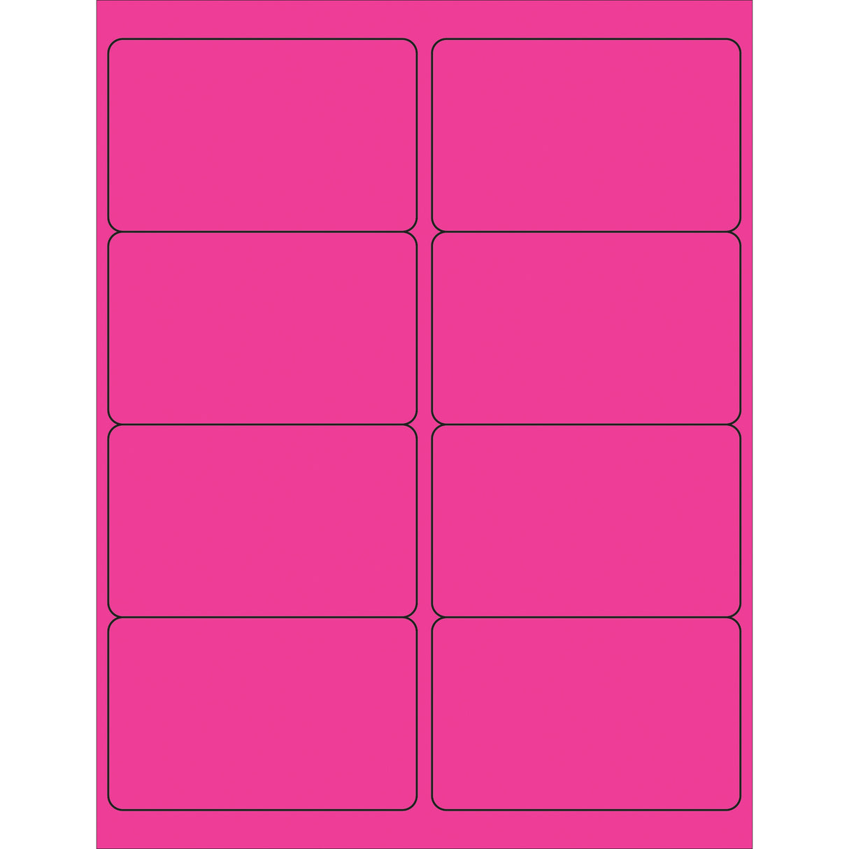4 x 2 1/2" Fluorescent Pink Rectangle Laser Labels