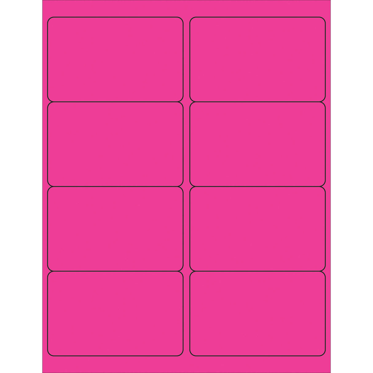 4 x 2 1/2" Fluorescent Pink Rectangle Laser Labels