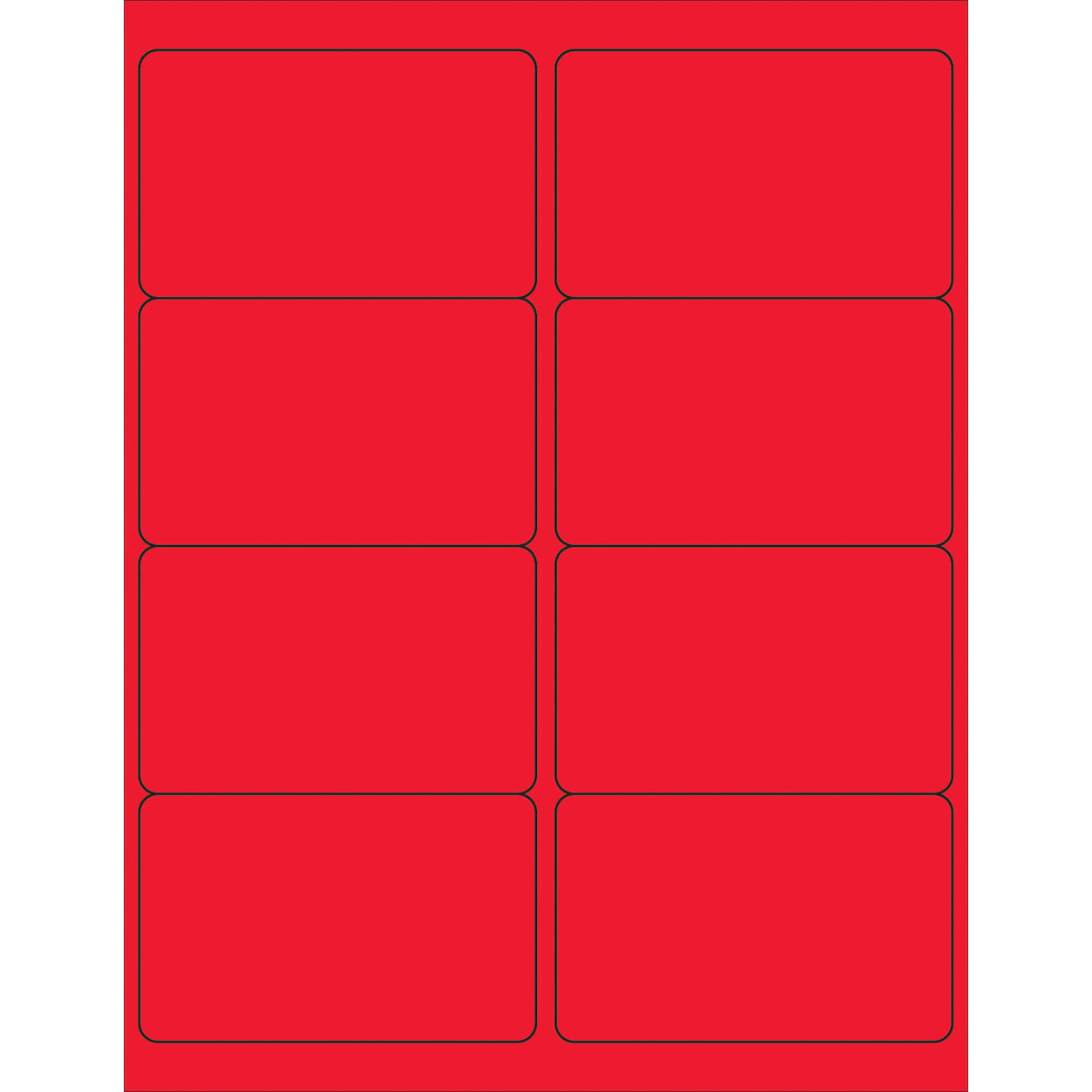 4 x 2 1/2" Fluorescent Red Rectangle Laser Labels