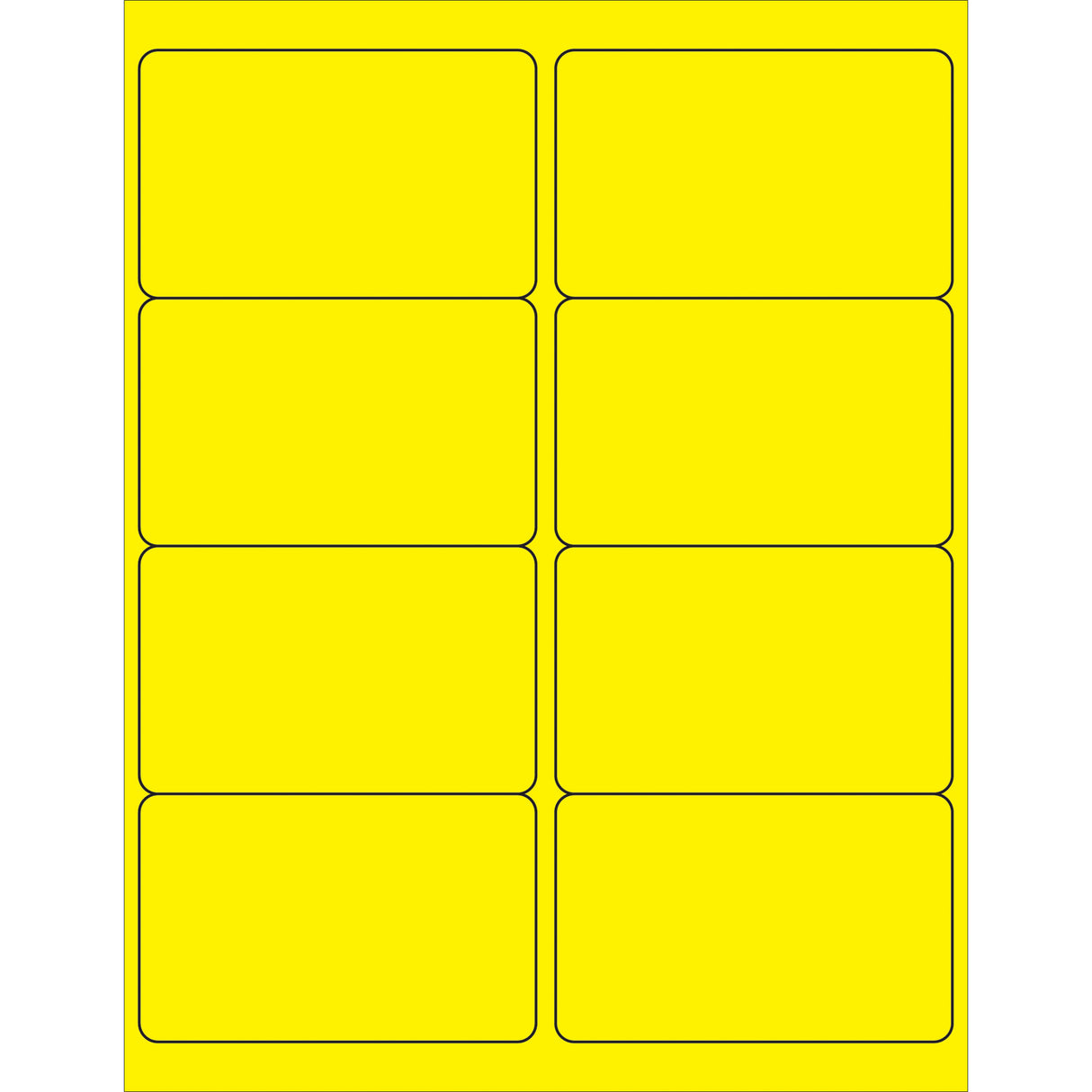 4 x 2 1/2" Fluorescent Yellow Rectangle Laser Labels