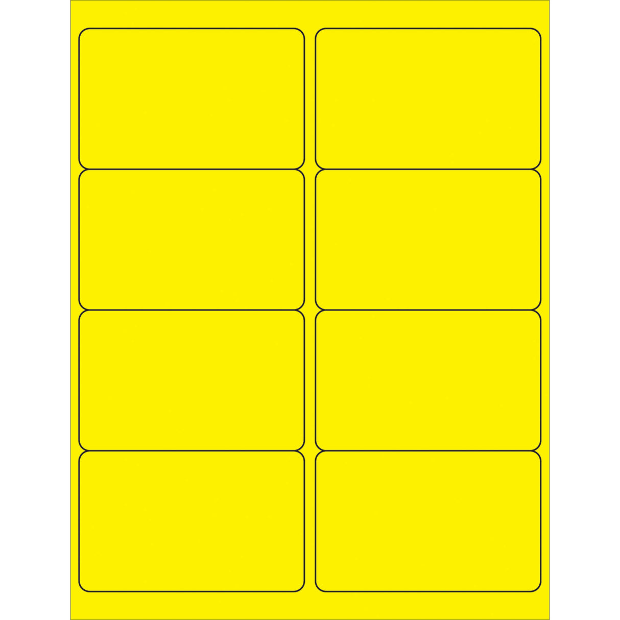 4 x 2 1/2" Fluorescent Yellow Rectangle Laser Labels