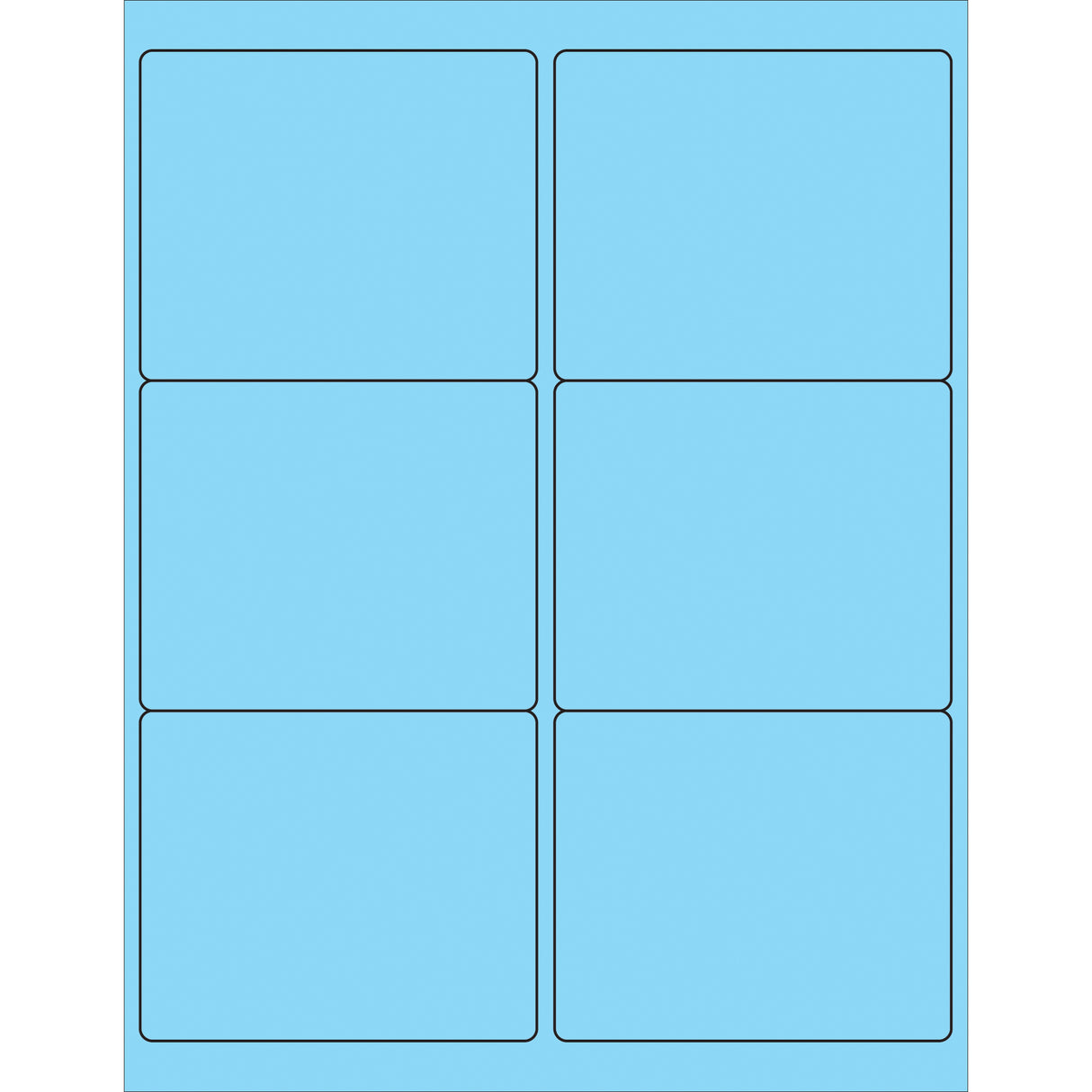 4 x 3 1/3" Fluorescent Pastel Blue Rectangle Laser Labels