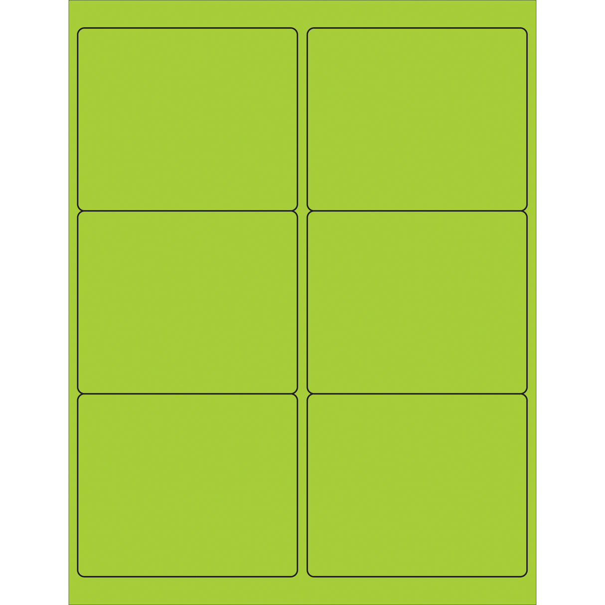 4 x 3 1/3" Fluorescent Green Rectangle Laser Labels