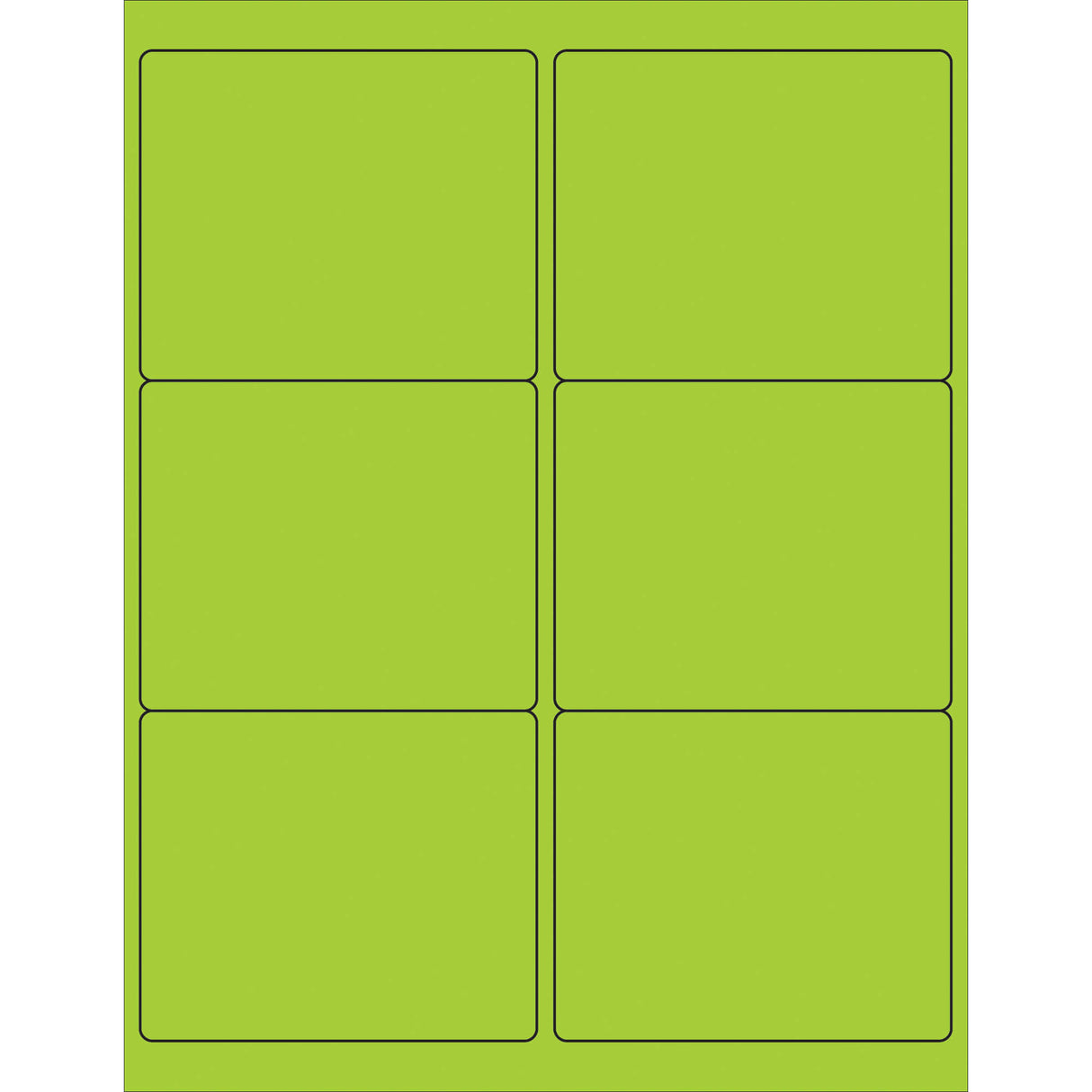 4 x 3 1/3" Fluorescent Green Rectangle Laser Labels