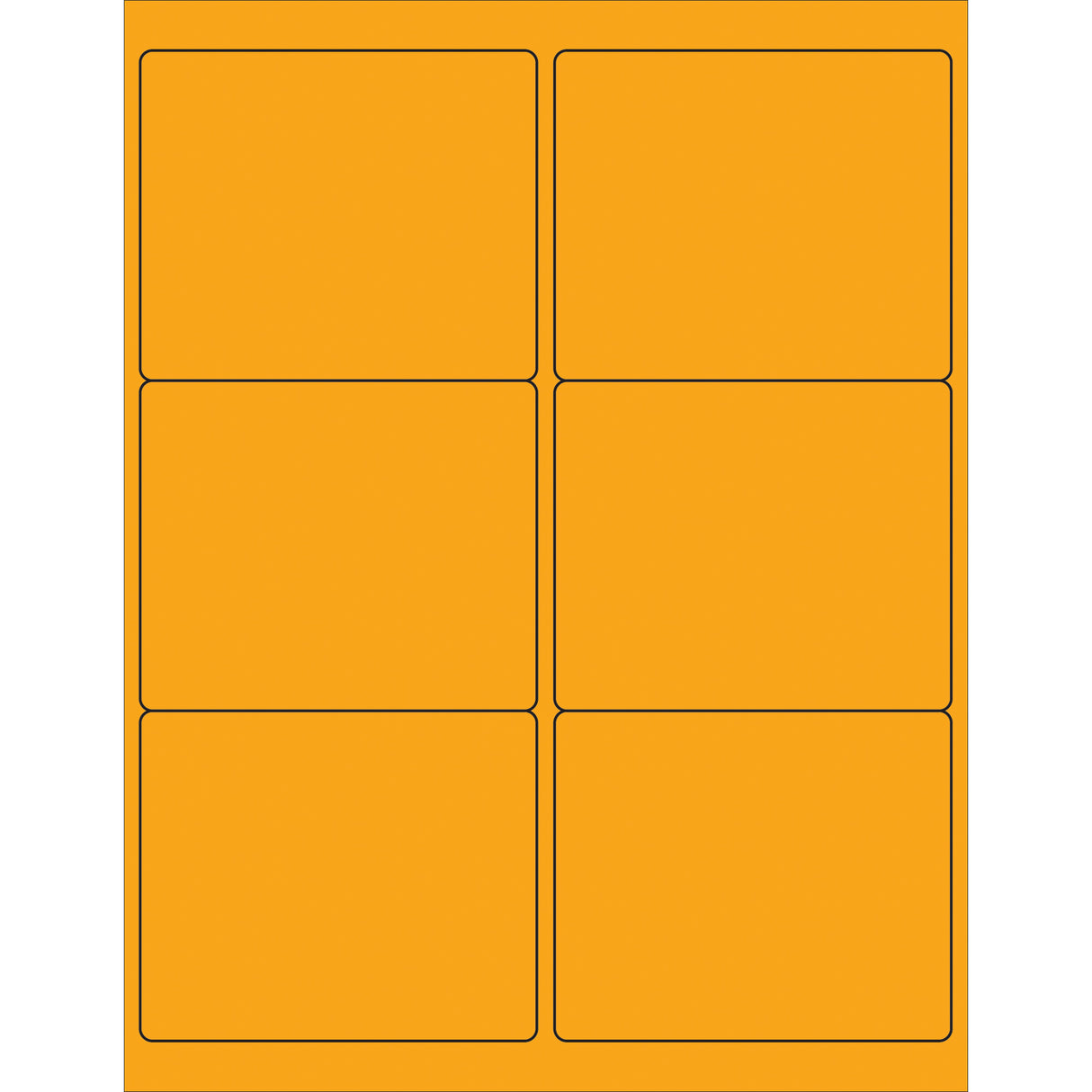 4 x 3 1/3" Fluorescent Orange Rectangle Laser Labels