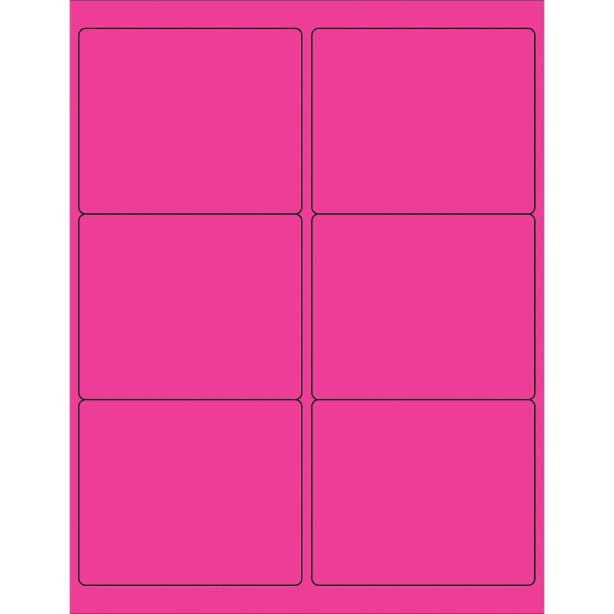4 x 3 1/3" Fluorescent Pink Rectangle Laser Labels