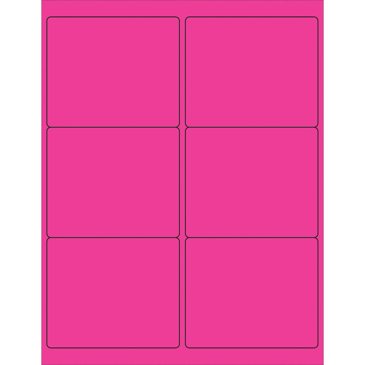 4 x 3 1/3" Fluorescent Pink Rectangle Laser Labels