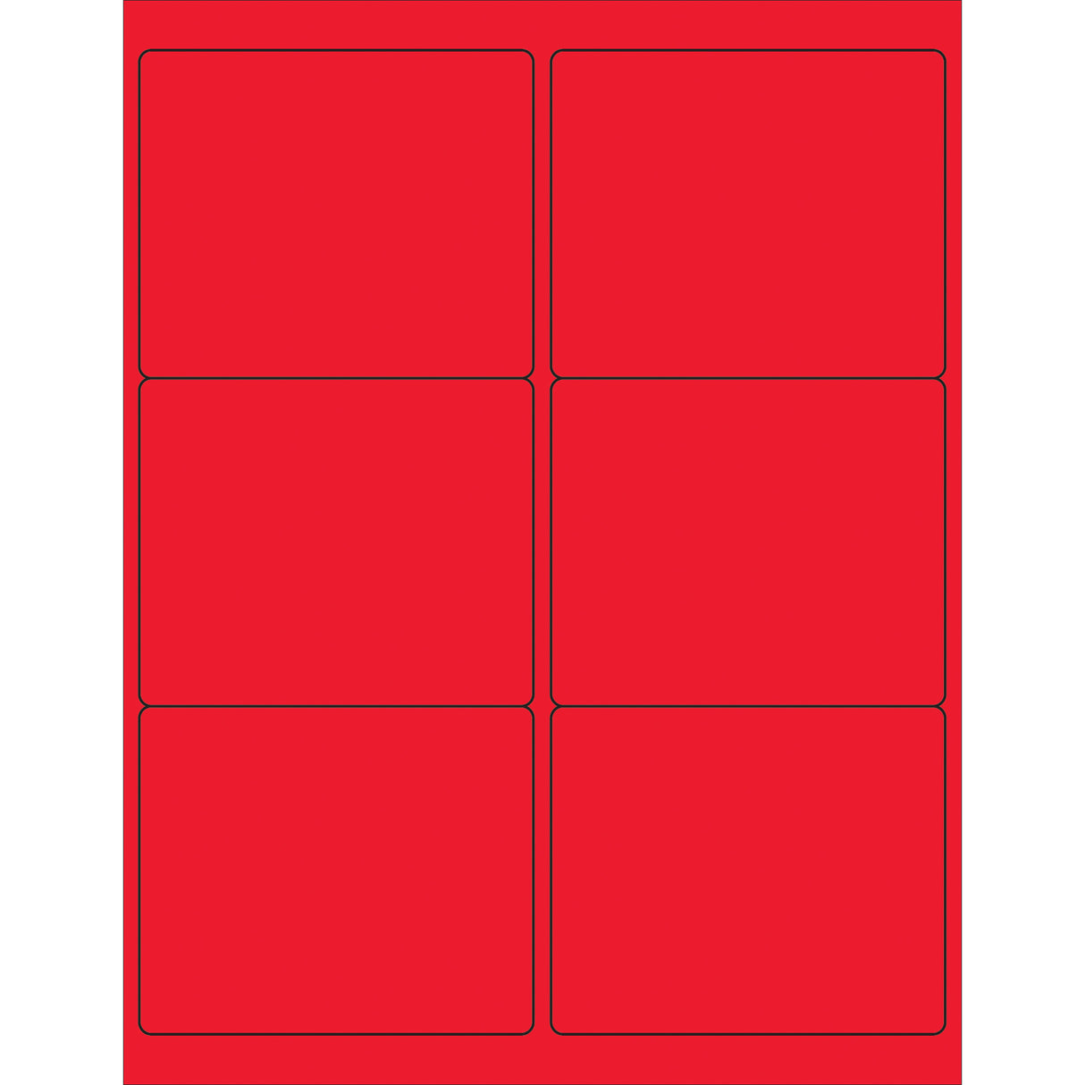 4 x 3 1/3" Fluorescent Red Rectangle Laser Labels