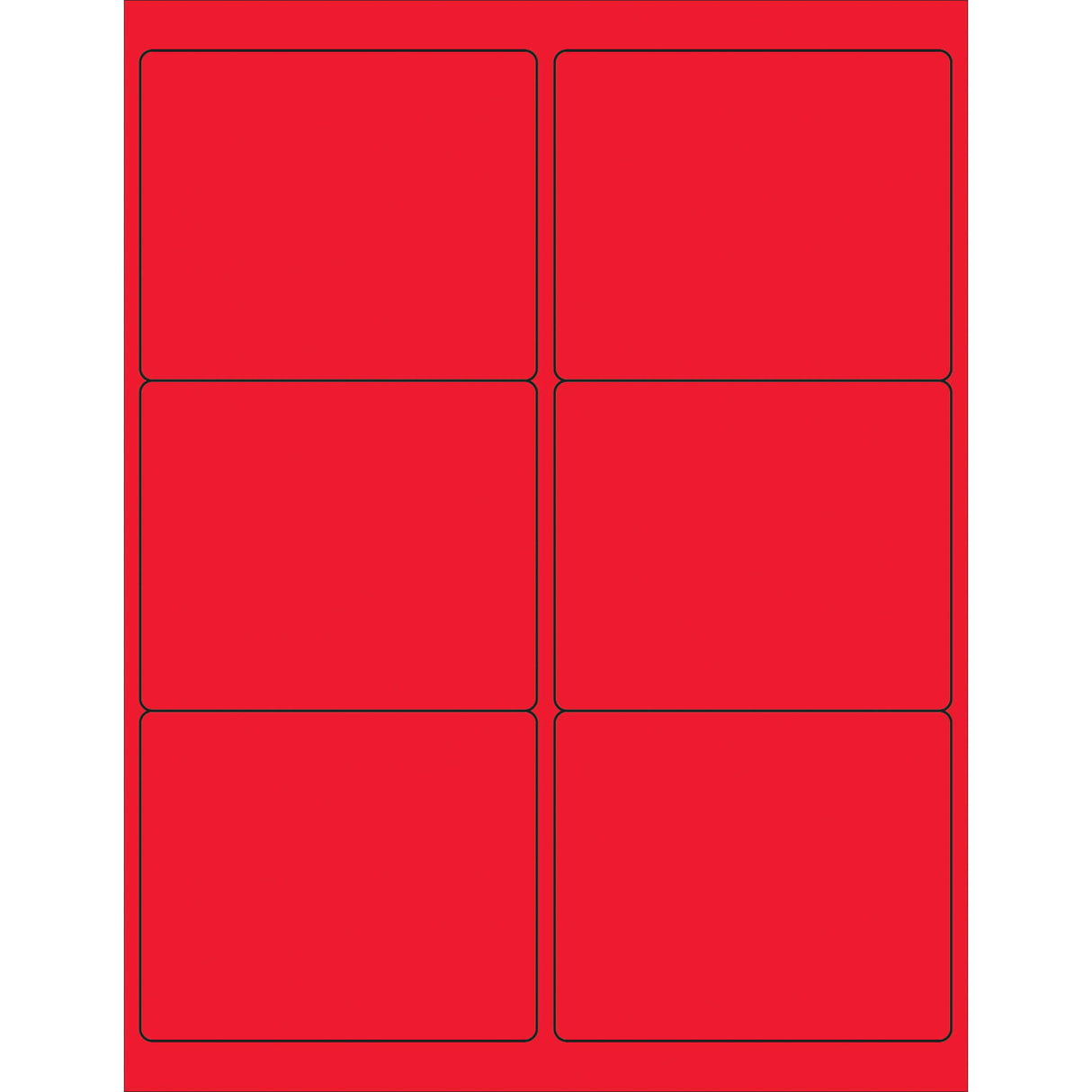 4 x 3 1/3" Fluorescent Red Rectangle Laser Labels