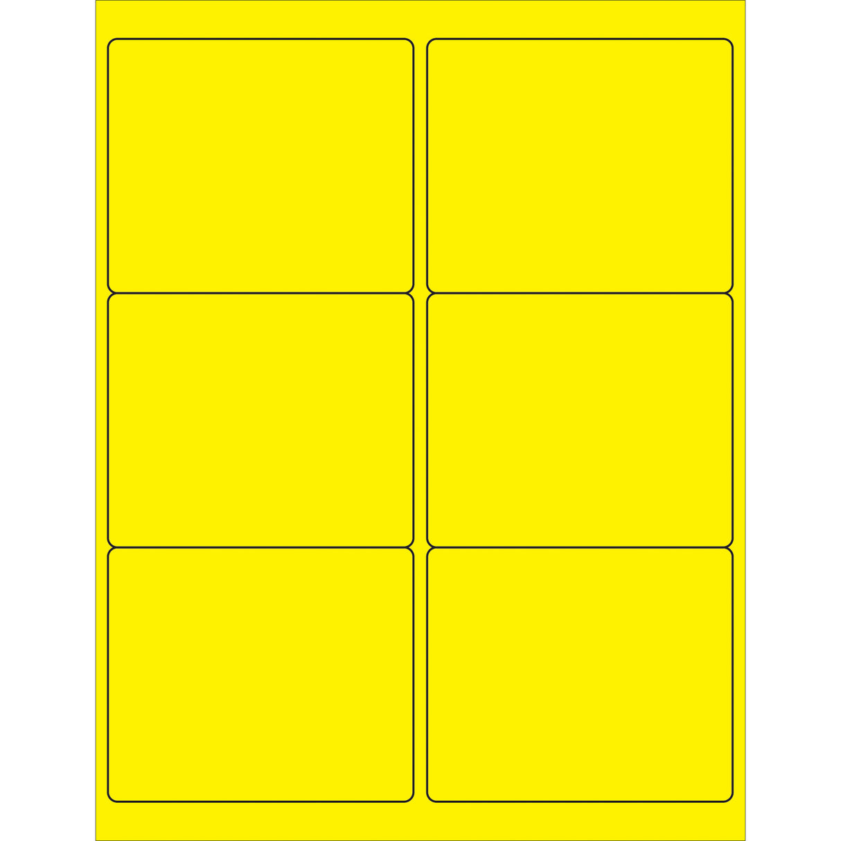 4 x 3 1/3" Fluorescent Yellow Rectangle Laser Labels