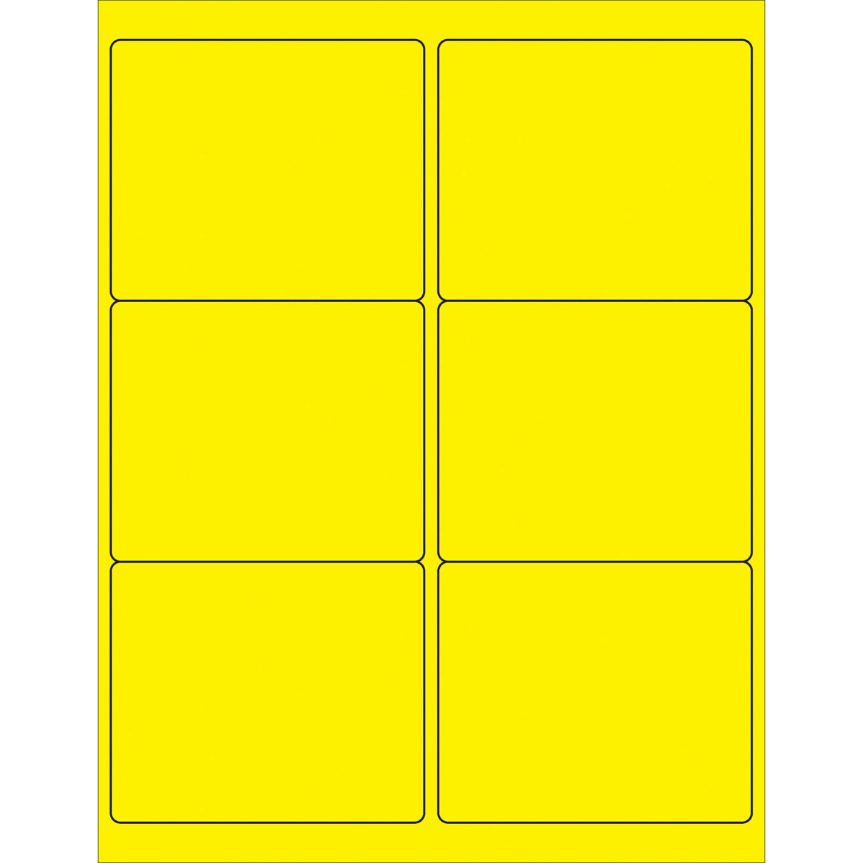 4 x 3 1/3" Fluorescent Yellow Rectangle Laser Labels