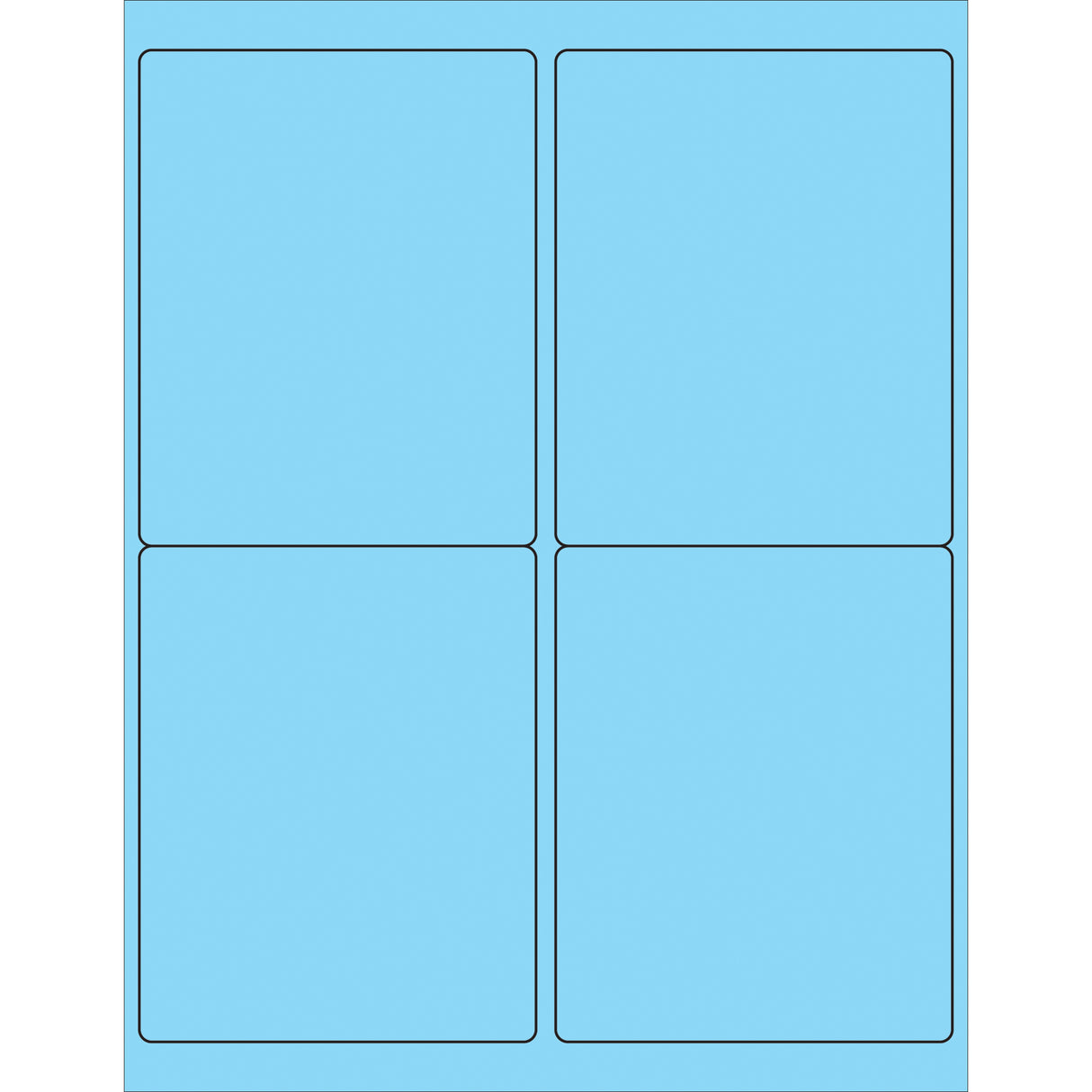 4 x 5" Fluorescent Pastel Blue Rectangle Laser Labels