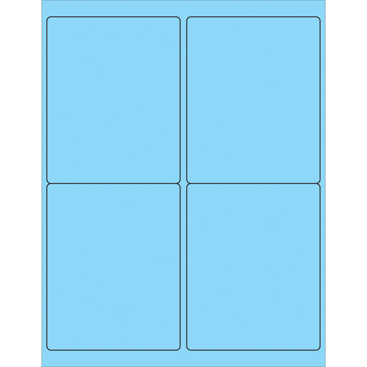 4 x 5" Fluorescent Pastel Blue Rectangle Laser Labels