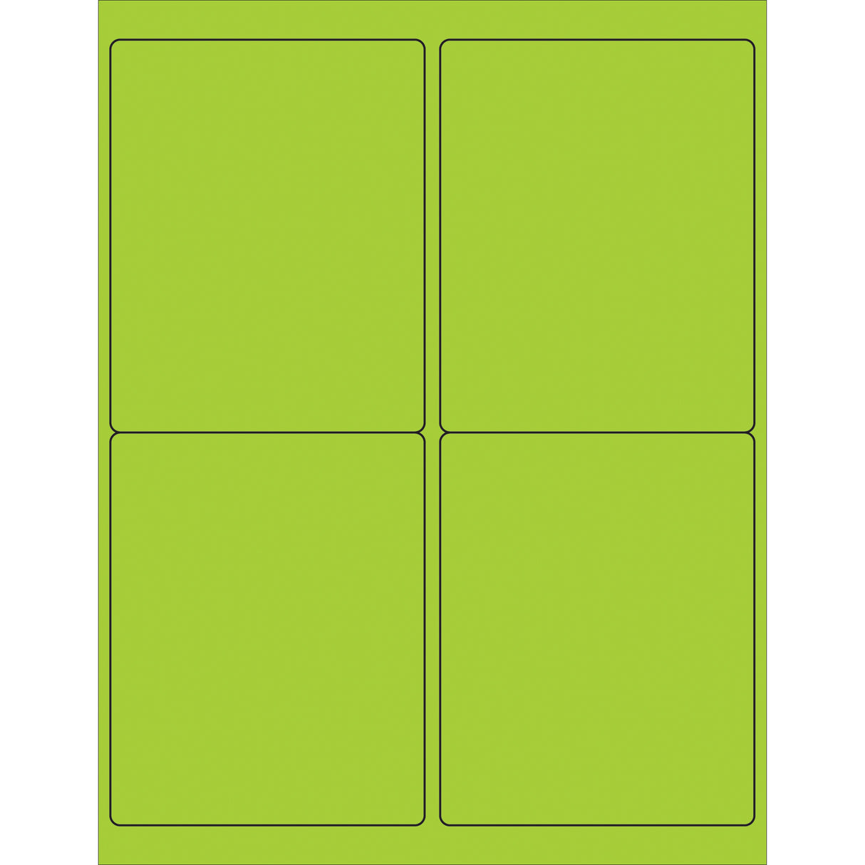 4 x 5" Fluorescent Green Rectangle Laser Labels