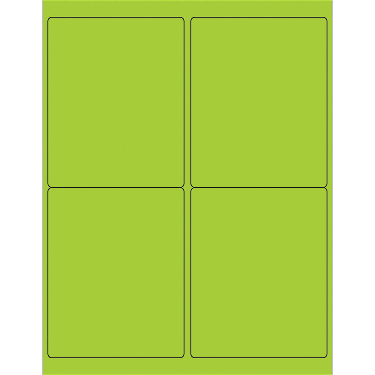 4 x 5" Fluorescent Green Rectangle Laser Labels