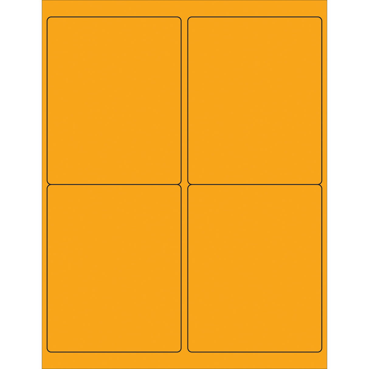 4" x 5" Fluorescent Orange Rectangle Laser Labels