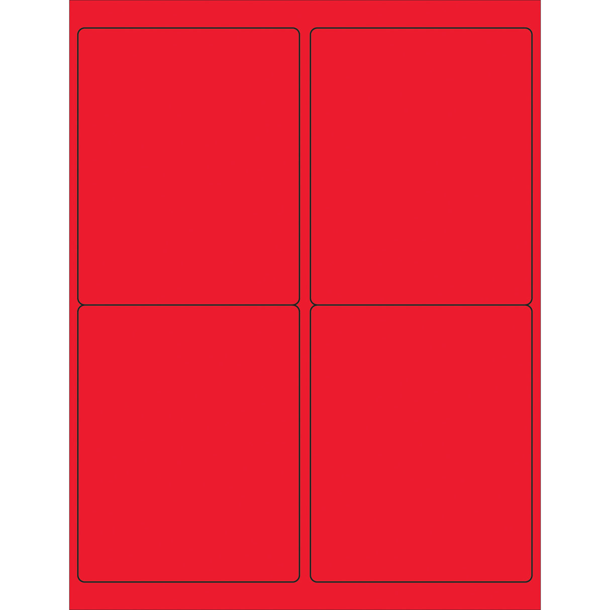 4 x 5" Fluorescent Red Rectangle Laser Labels