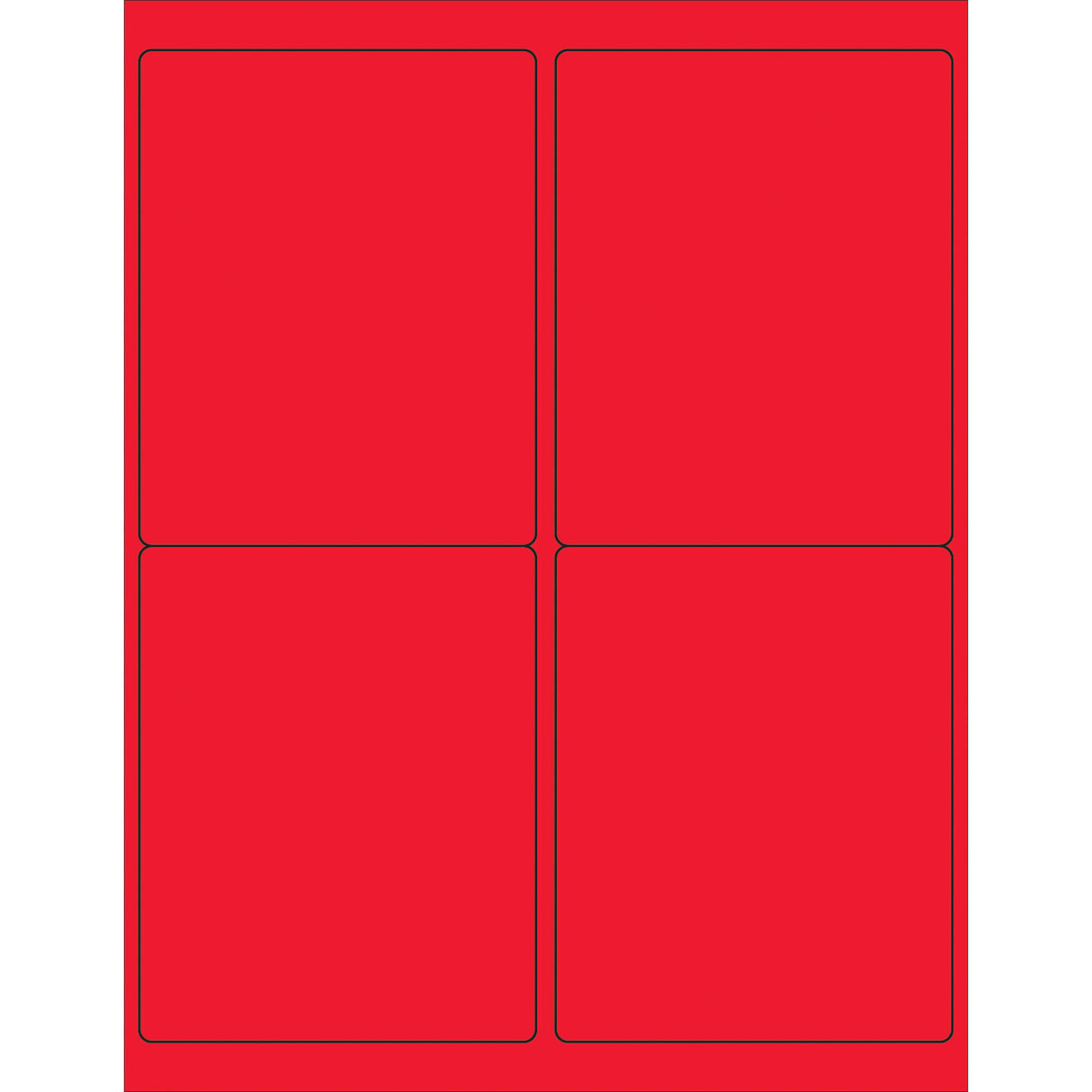 4 x 5" Fluorescent Red Rectangle Laser Labels