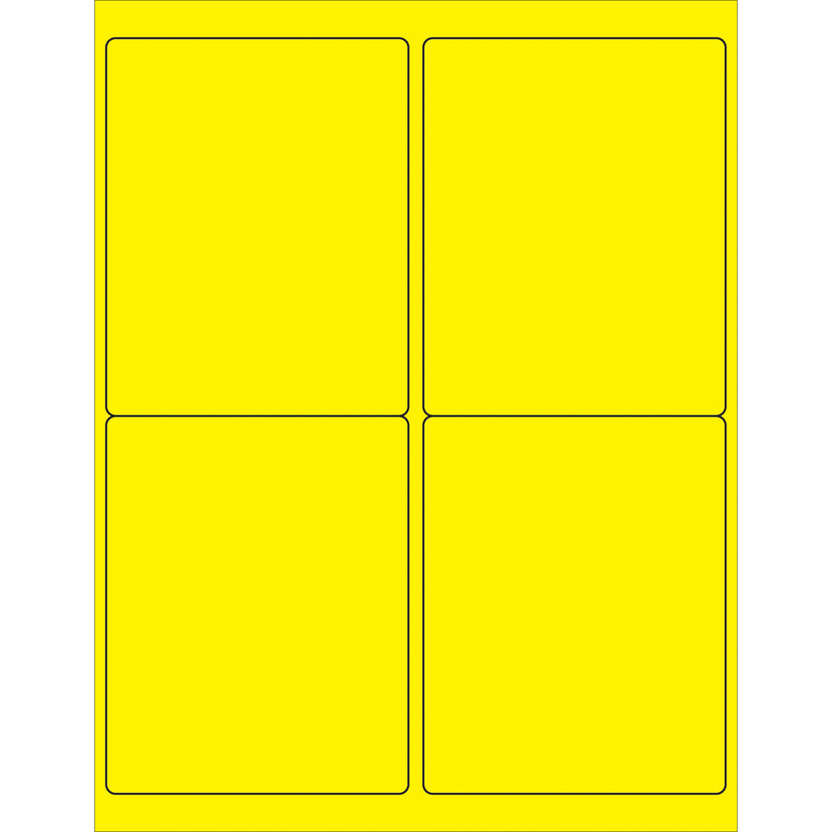 4 x 5" Fluorescent Yellow Rectangle Laser Labels