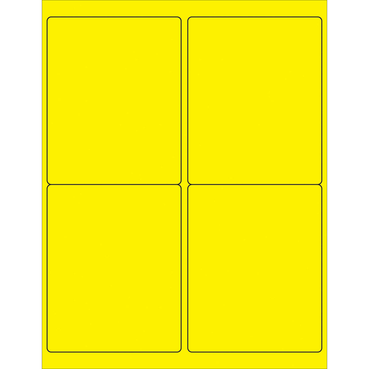 4 x 5" Fluorescent Yellow Rectangle Laser Labels