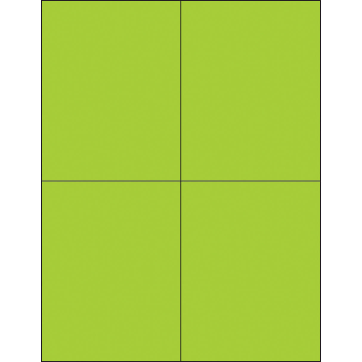 4 1/4 x 5 1/2" Fluorescent Green Rectangle Laser Labels