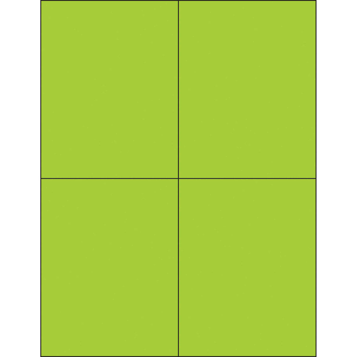 4 1/4 x 5 1/2" Fluorescent Green Rectangle Laser Labels
