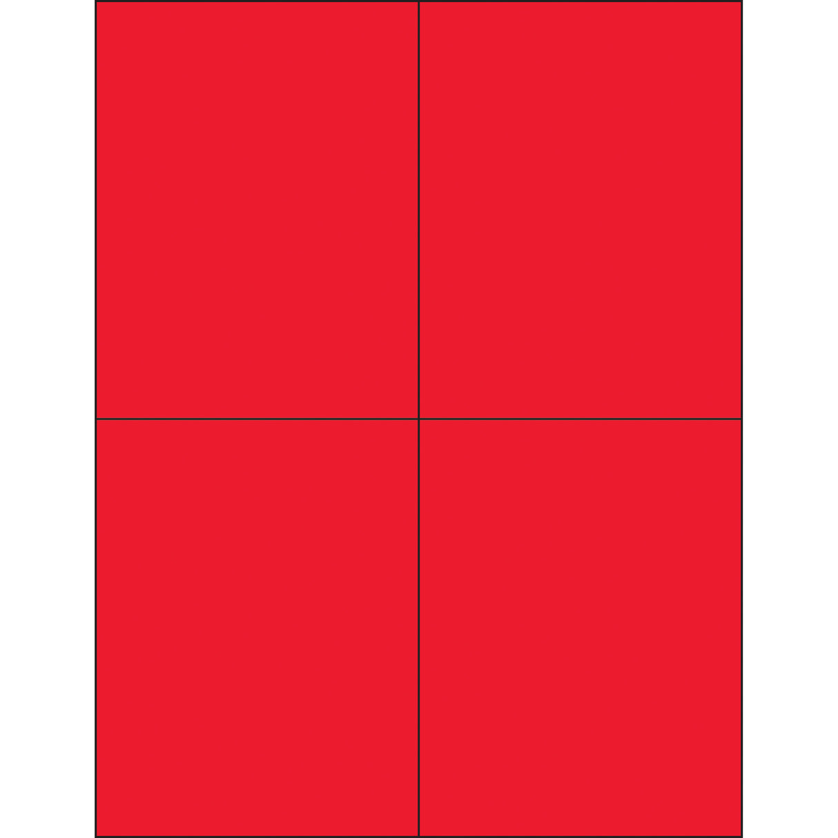 4 1/4 x 5 1/2" Fluorescent Red Rectangle Laser Labels