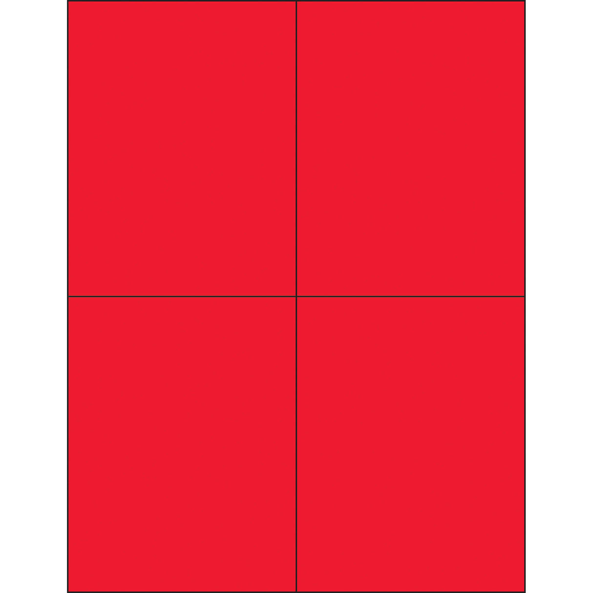 4 1/4 x 5 1/2" Fluorescent Red Rectangle Laser Labels