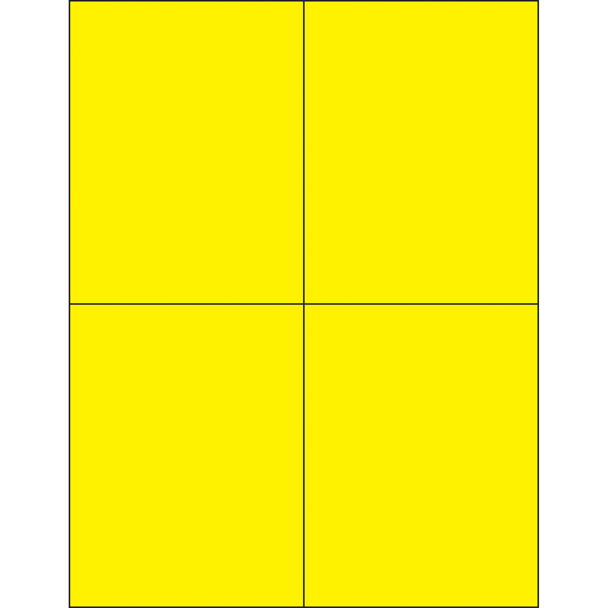 4 1/4 x 5 1/2" Fluorescent Yellow Rectangle Laser Labels