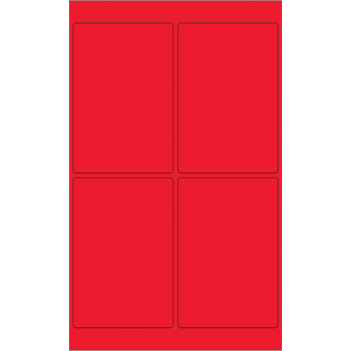 4 x 6" Fluorescent Red Rectangle Laser Labels