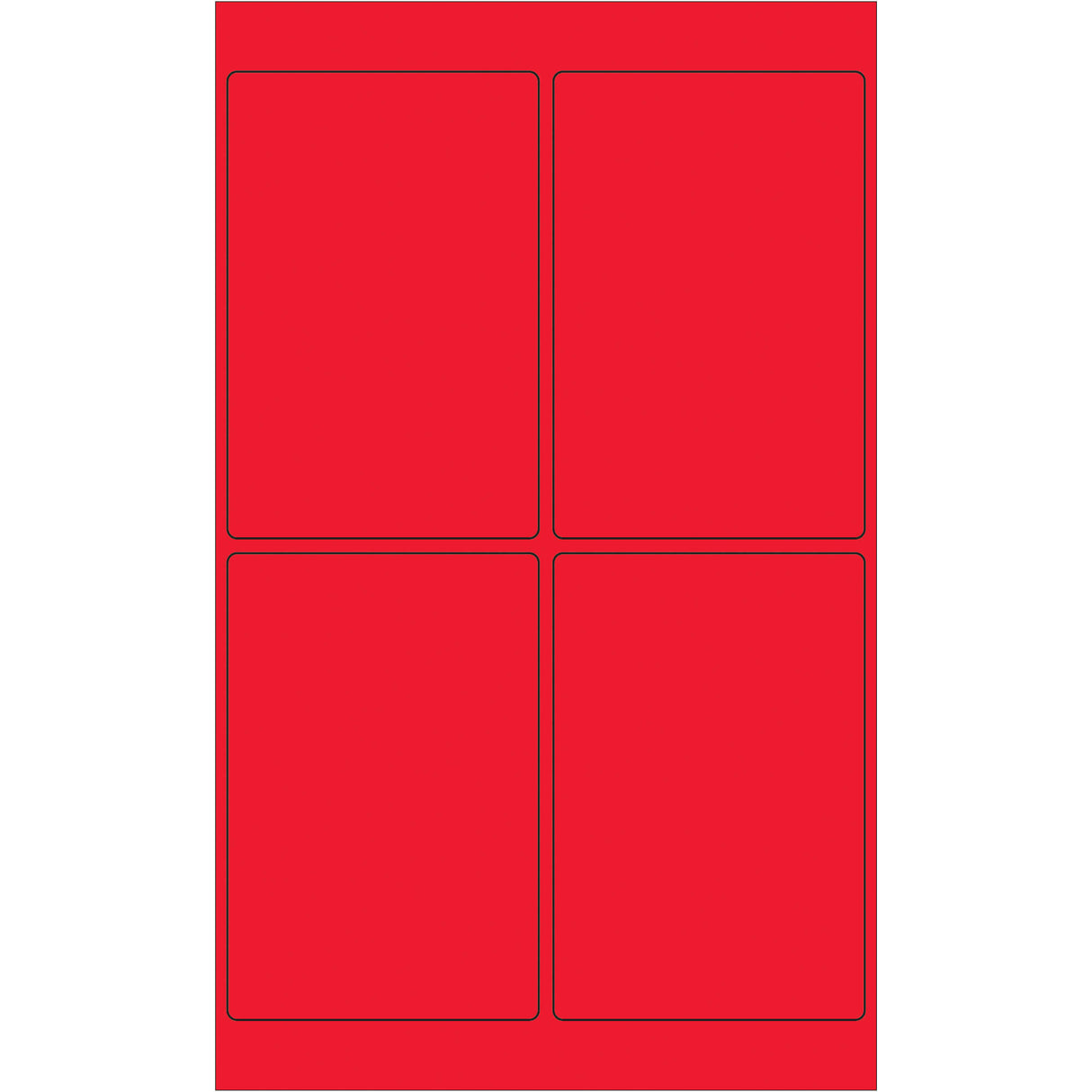 4 x 6" Fluorescent Red Rectangle Laser Labels