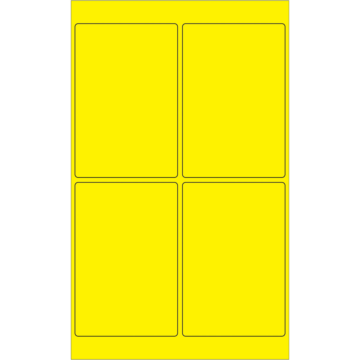 4 x 6" Fluorescent Yellow Rectangle Laser Labels