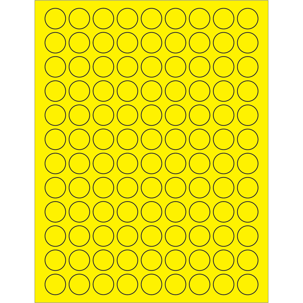 3/4" Fluorescent Yellow Circle Laser Labels