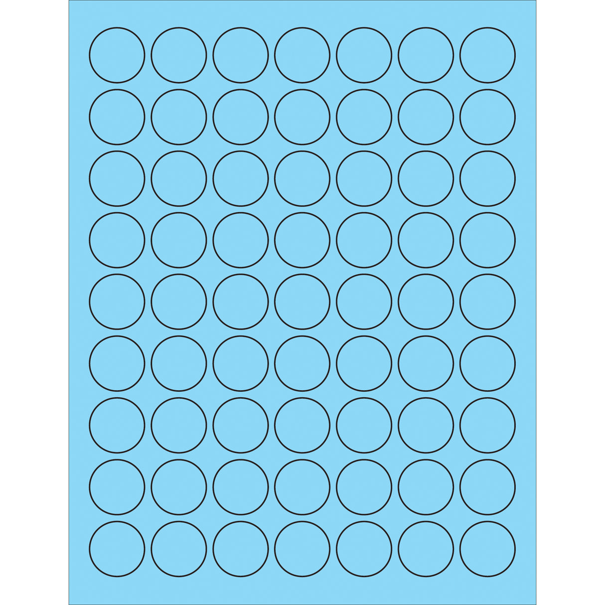 1" Fluorescent Pastel Blue Circle Laser Labels