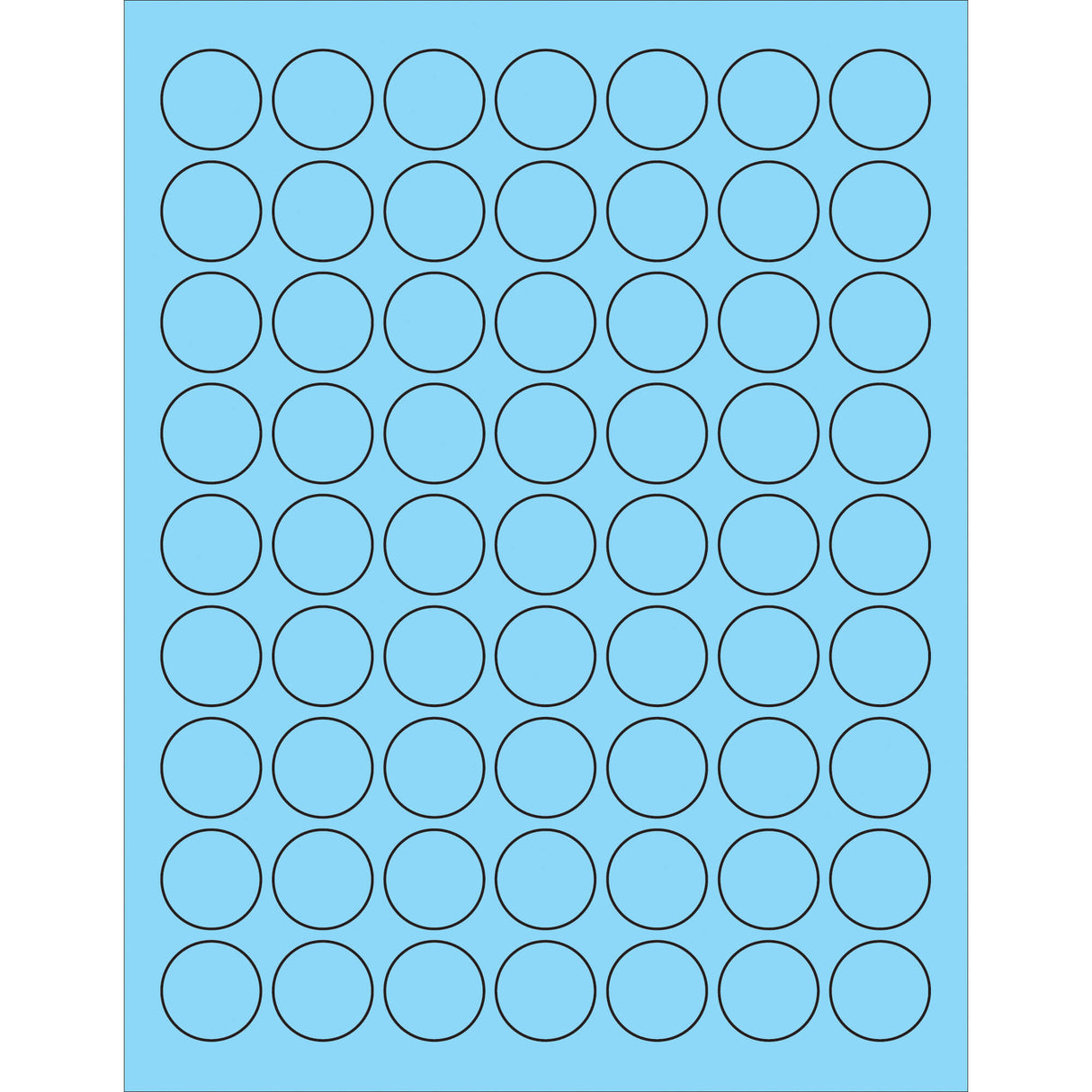 1" Fluorescent Pastel Blue Circle Laser Labels